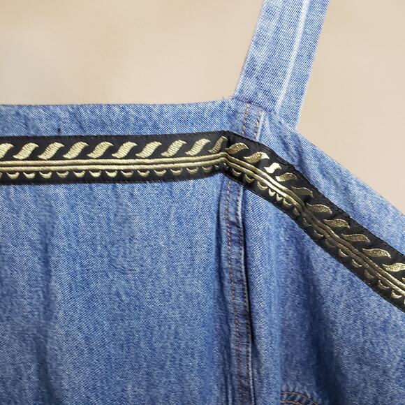 Vintage Denim Square Neck Tank Dress Women's  Medium Y2K Boho Western - Picture 4 of 11